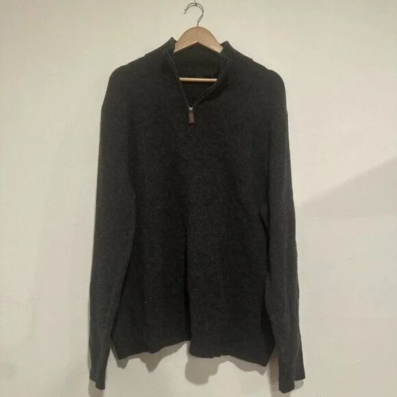 J. Crew Men’s Half Zip Grey Sweater Lambswool Long Sleeve Size 2XL - Picture 1 of 4